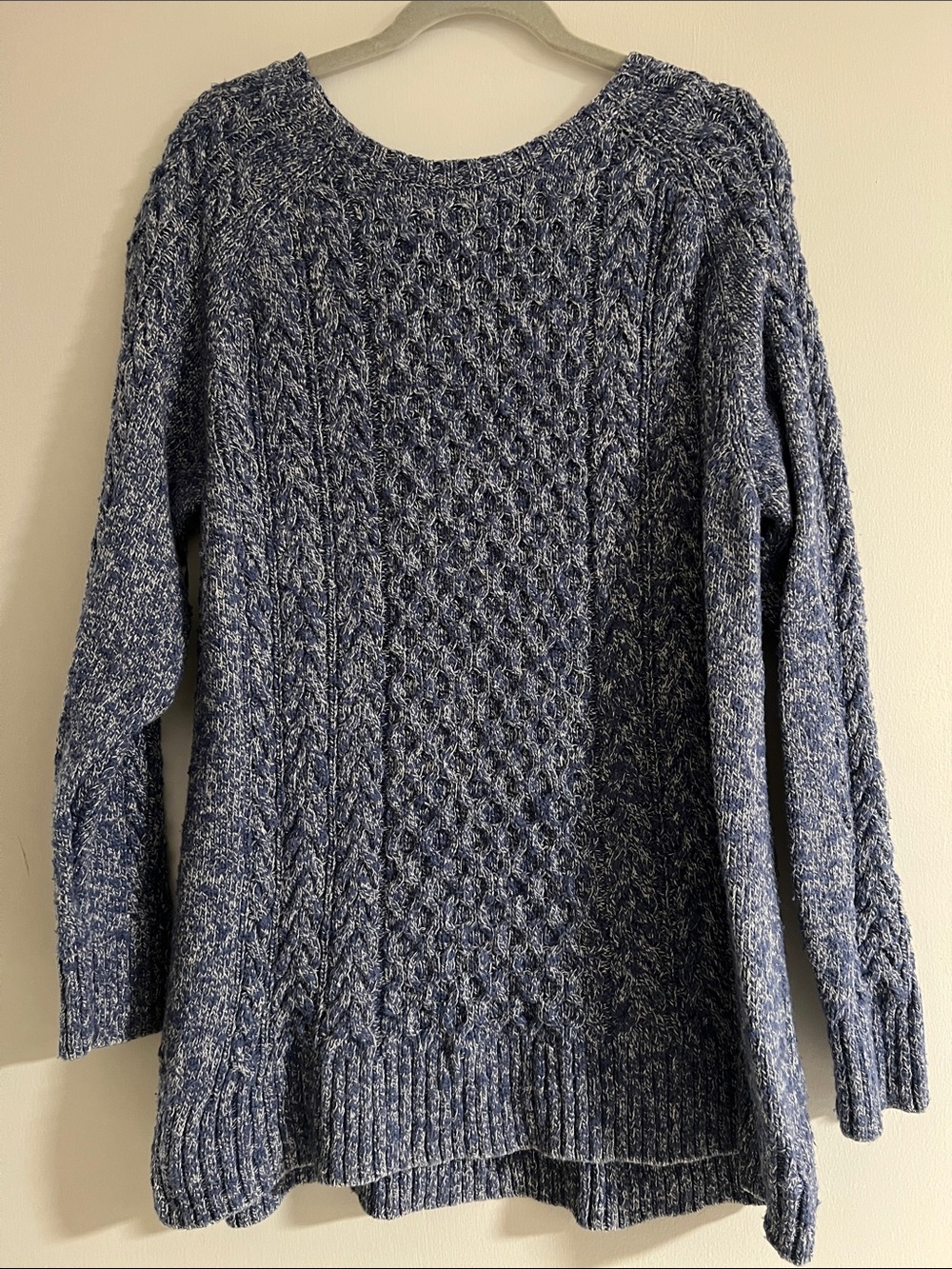 L.L. Bean Crewneck Cable Knit Sweater - Blue Mix